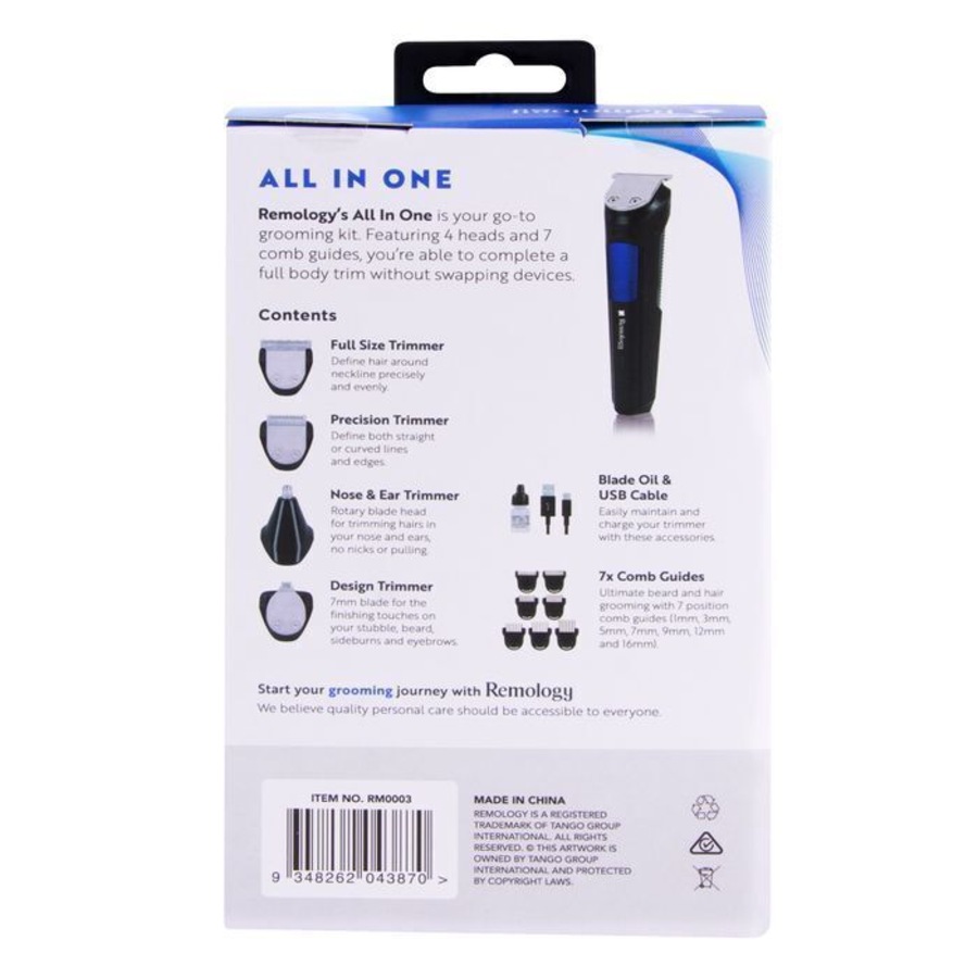 14pc Remology All In One Rechargeable Cordless Electric Trimmer Grooming Kit