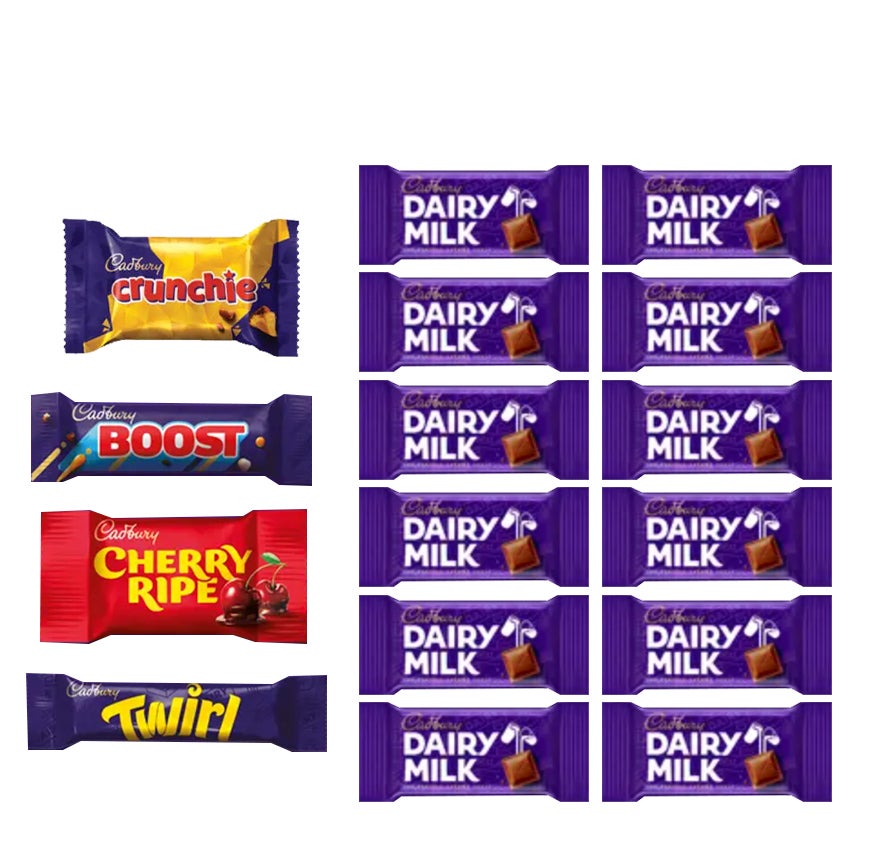 15pc Cadbury Dairy Milk Showbag Cherry/Crunchie/Twirl Chocolates