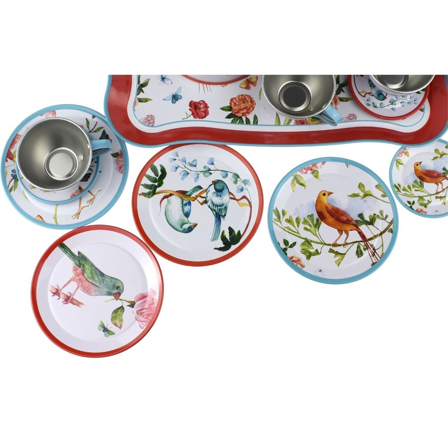 15pc Kaper Kidz Garden Birds Kids/Childrens Play Tin Tea Party Toy Set 3y+