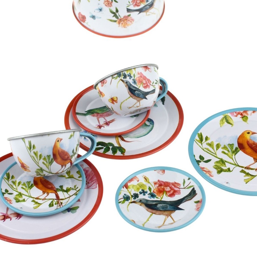 15pc Kaper Kidz Garden Birds Kids/Childrens Play Tin Tea Party Toy Set 3y+