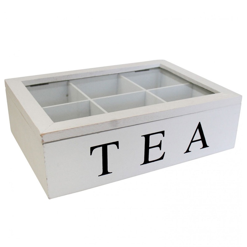 Buy 16cm Tea Box Organiser Medium 6 Compartments Wooden Storage