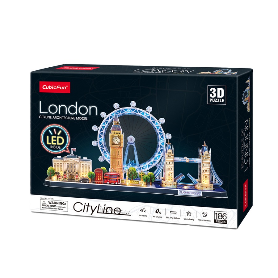 186pc CubicFun LED City Line London 3D Puzzle Kids Interactive Building Toy 3y+