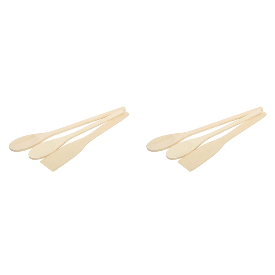 2 x 3pc Wiltshire Wooden Bamboo Kitchen Cooking Utensils Bakeware Stirring Tools