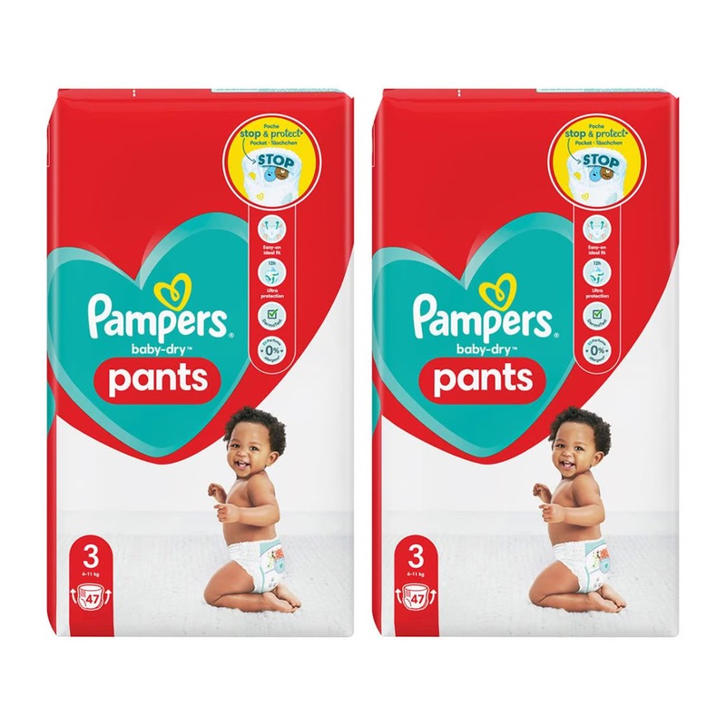 Buy 2 x 47pc Pampers Baby/Infant Dry Absorbent Nappies/Diaper/Pants