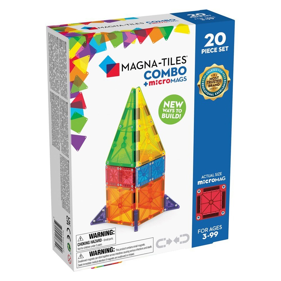 20pc Magna-Tiles Combo + microMAGS Set Kids/Child Magnetic Building Toy 3y+