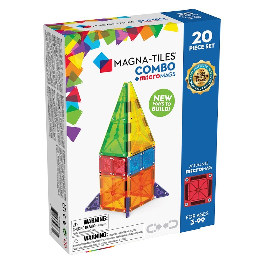 20pc Magna-Tiles Combo + microMAGS Set Kids/Child Magnetic Building Toy 3y+