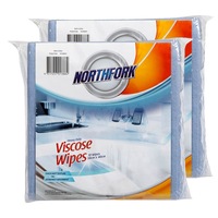 20PK Northfork Heavy Duty Absorbent Viscose Cleaning Wipes/Cloth 40x38cm - Blue