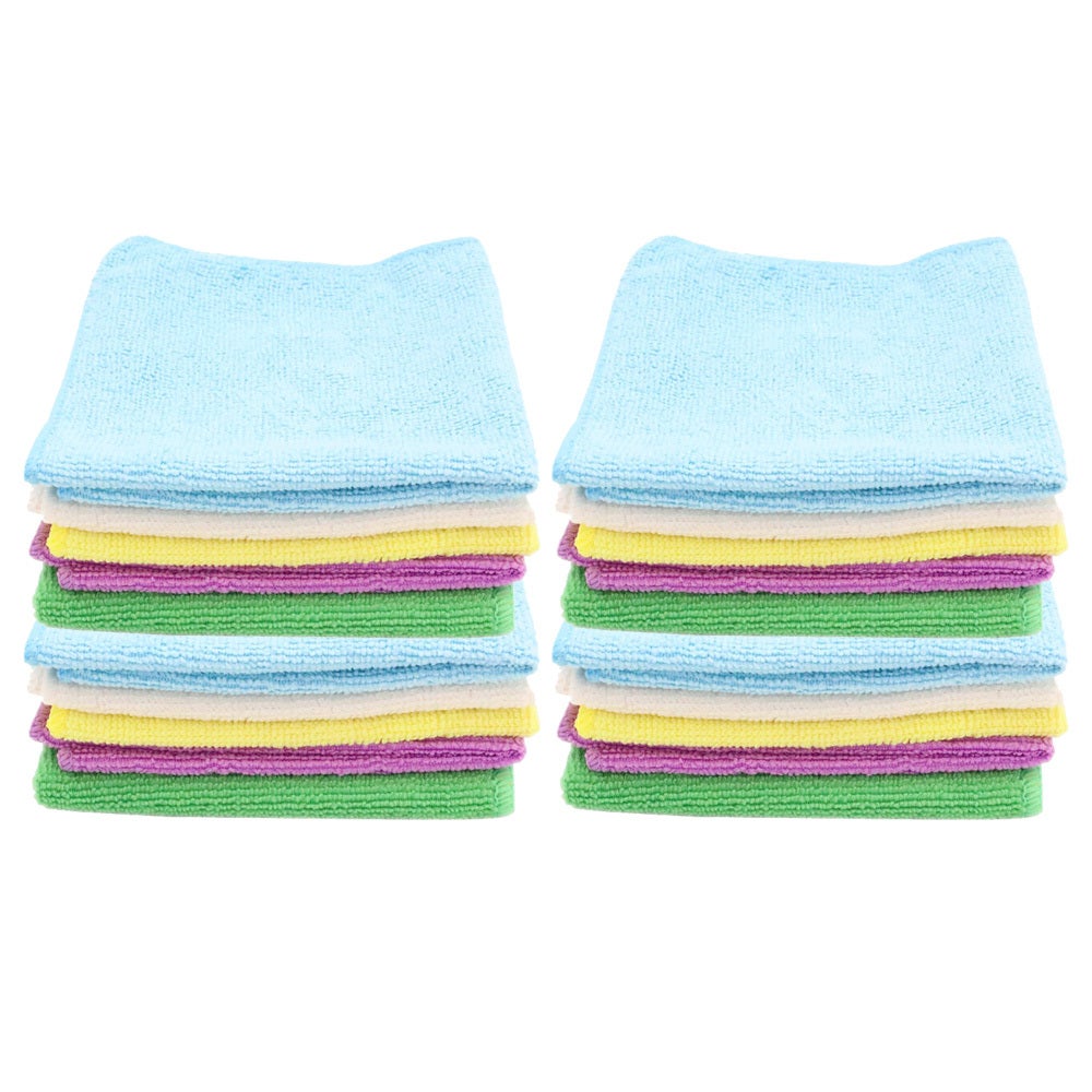 20PK White Glove 30x30cm Cleaning Microfibre Cloth Assorted Colour Towel Wash