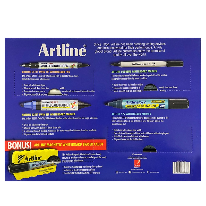Buy 21pc Artline Whiteboard Markers & Pens Value Pack Kit w/ Eraser Caddy MyDeal