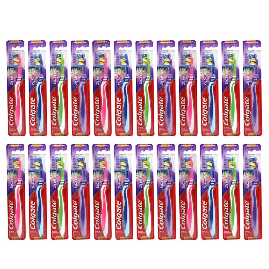 24PK Colgate ZigZag Soft Toothbrush Assorted Dental Oral Teeth Cleaning Care