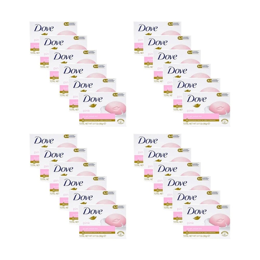 24PK Dove Moisturising 3-In-1 Skincare Soap Bar Pink 90gm