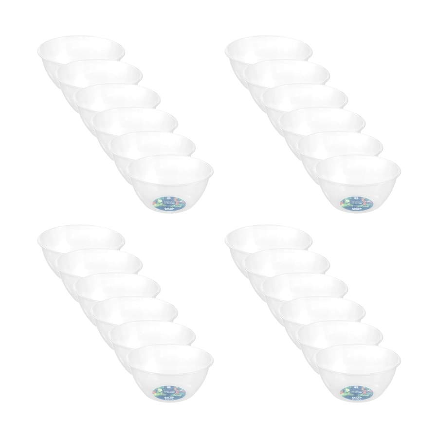 24x Lemon And Lime Large Plastic Serving/Salad Bowl 6L Clear 32.5cm