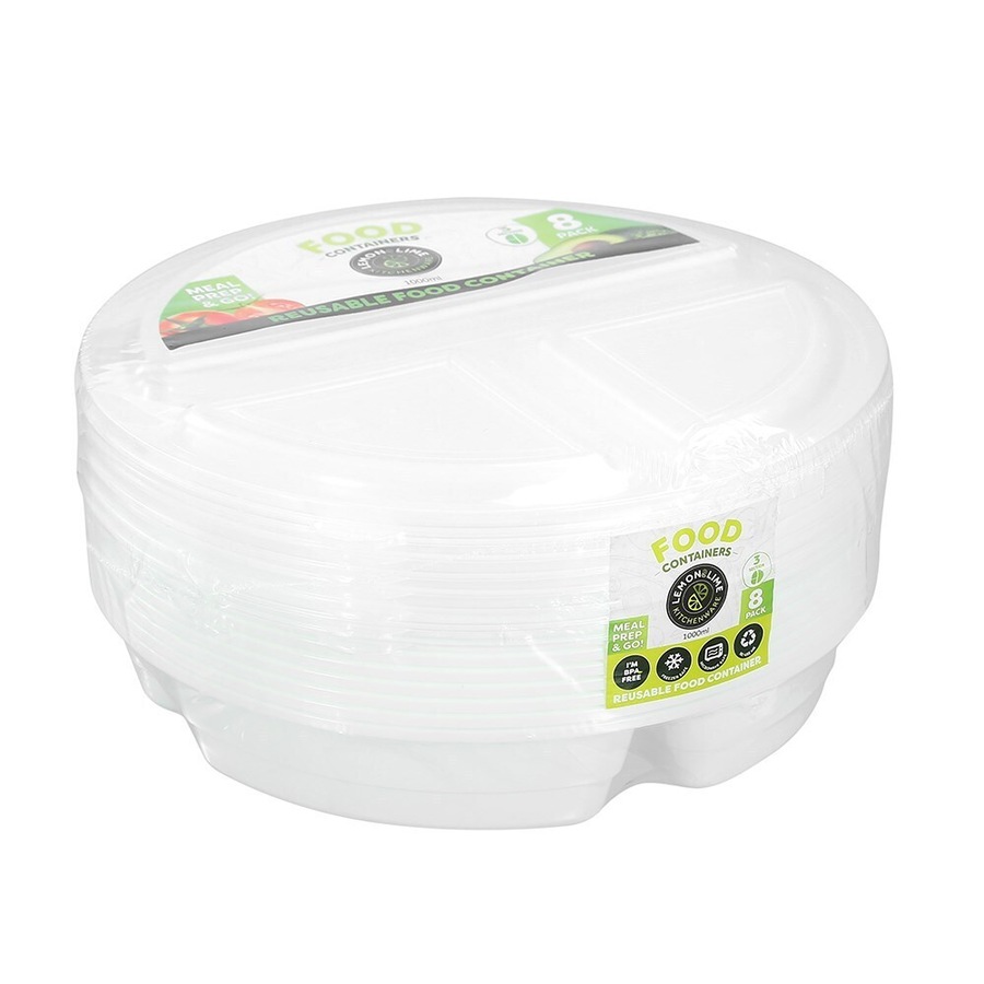 24x Lemon & Lime 1000ml Reusable 32-Section Food Prep Storage Container Assorted