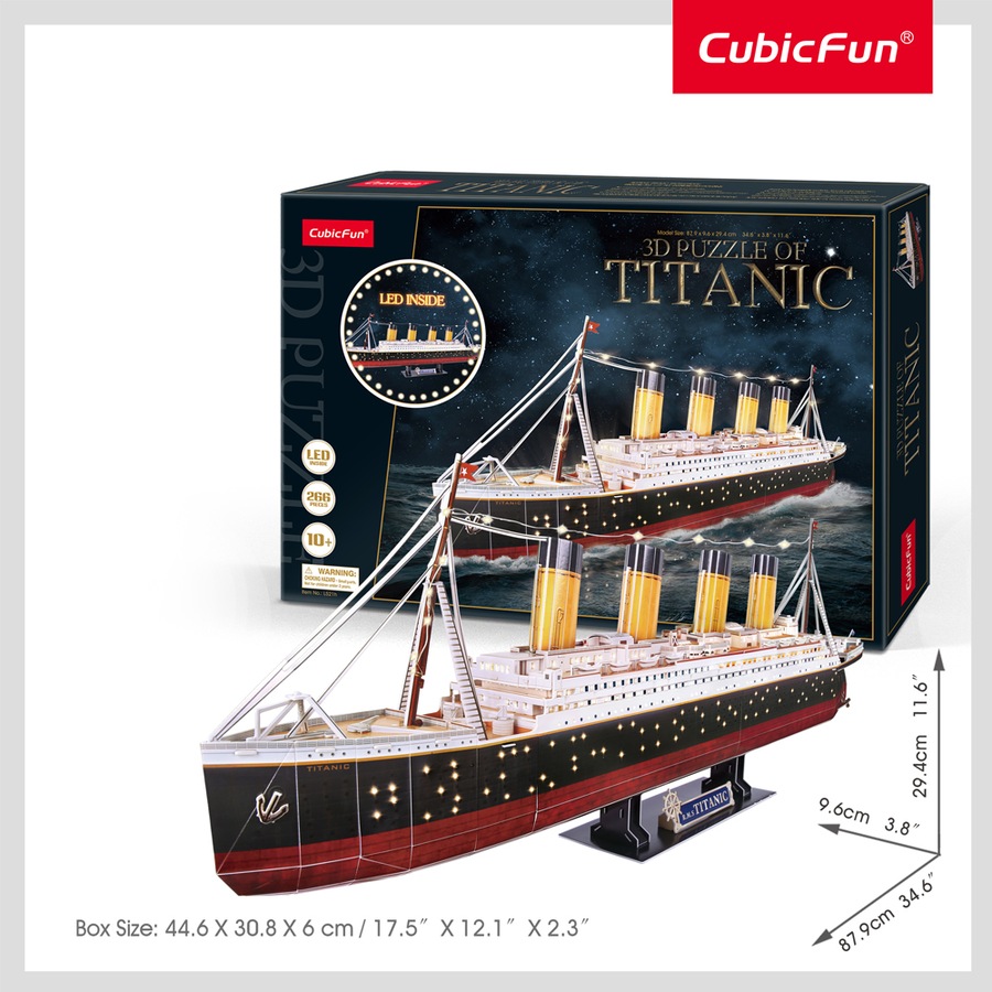 266pc CubicFun LED Titanic 3D Puzzle Kids/Children DIY Interactive Fun Toy 10y+