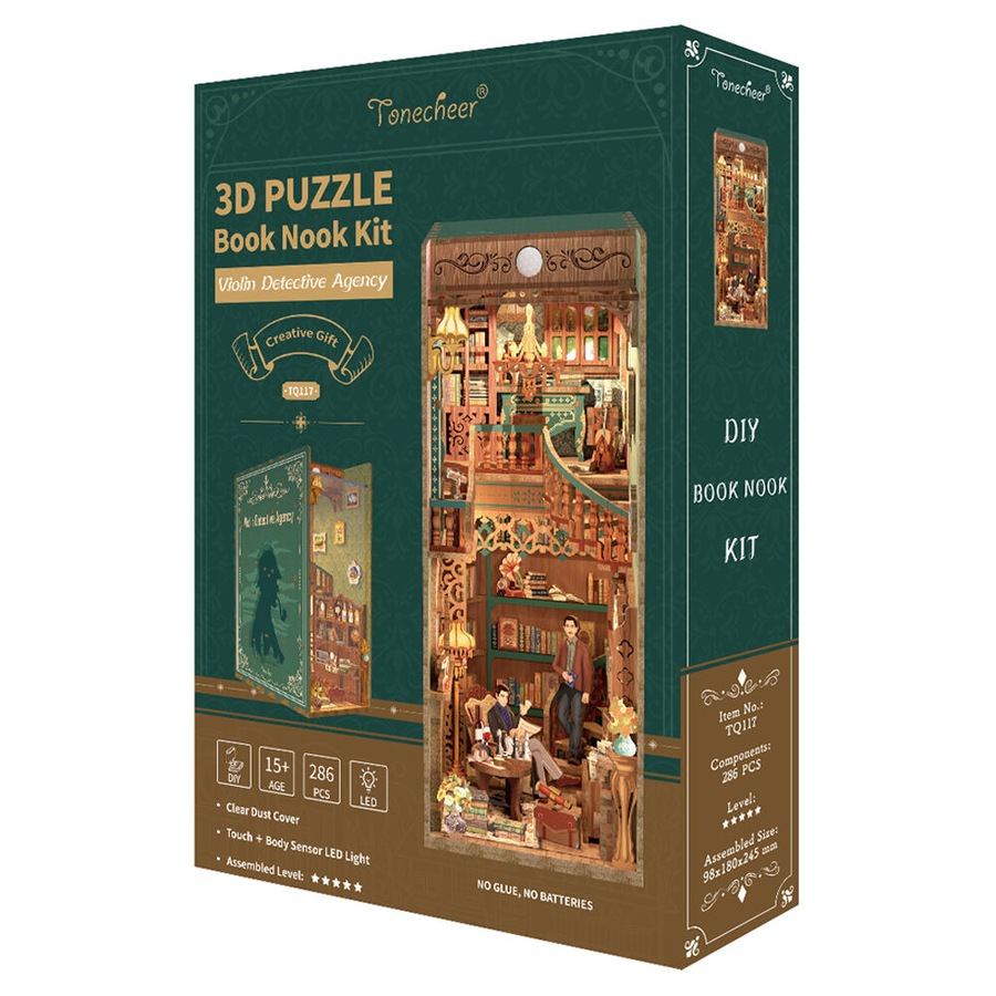 286pc Tonecheer Violin Detective Agency 3D Puzzle 245mm DIY Book Nook Kit 15y+