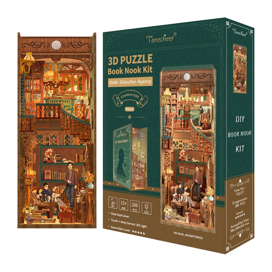 286pc Tonecheer Violin Detective Agency 3D Puzzle 245mm DIY Book Nook Kit 15y+