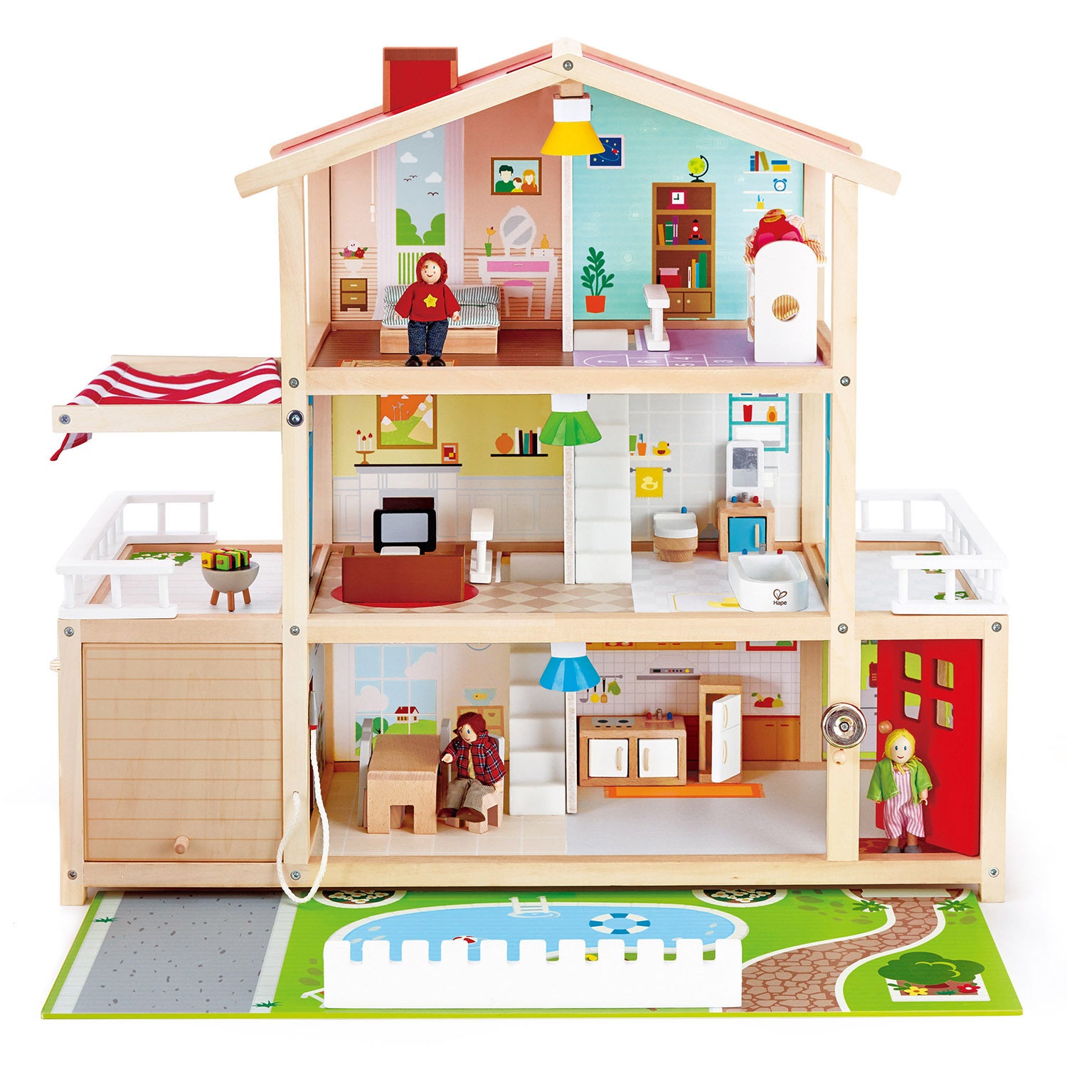 29pc Hape 80cm Doll Family Mansion Realistic House Kids Activity Wooden Toy 3y+
