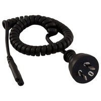 2m Coiled Appliance Power Cord Plug Curly FIG-8 Mains Lead Figure 8 IEC- C7 Bk