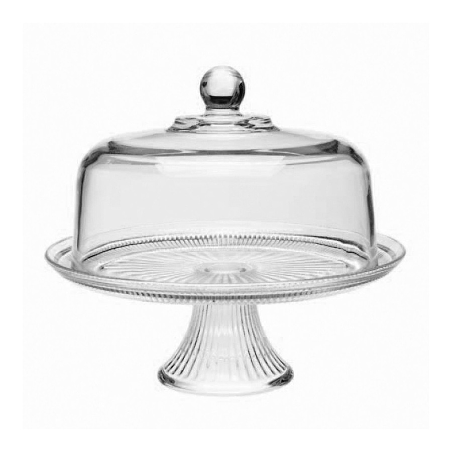 2pc Anchor Hocking Canton 32cm Glass Cake Stand Storage w/ Dome Lid Set Clear