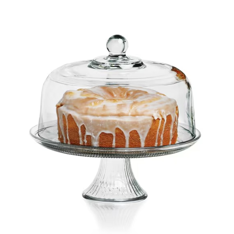 2pc Anchor Hocking Canton 32cm Glass Cake Stand Storage w/ Dome Lid Set Clear