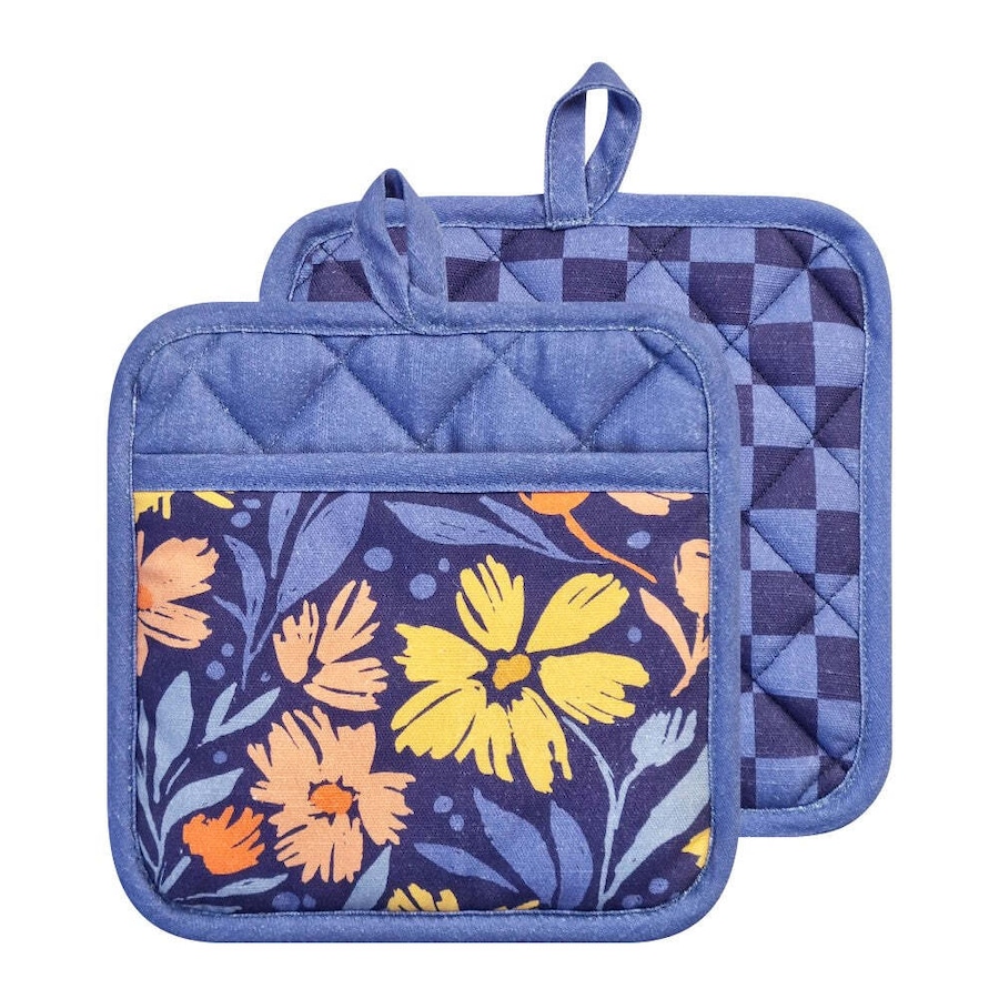 2pc J.Elliot Home Millie Pot Holder 21x21cm Dusty Blue Multicolour Home Decor