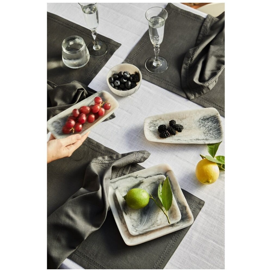 2pc J.Elliot Home Orion Rectangular Serving Trays 23x12.5x3.5cm Grey Stone Matt