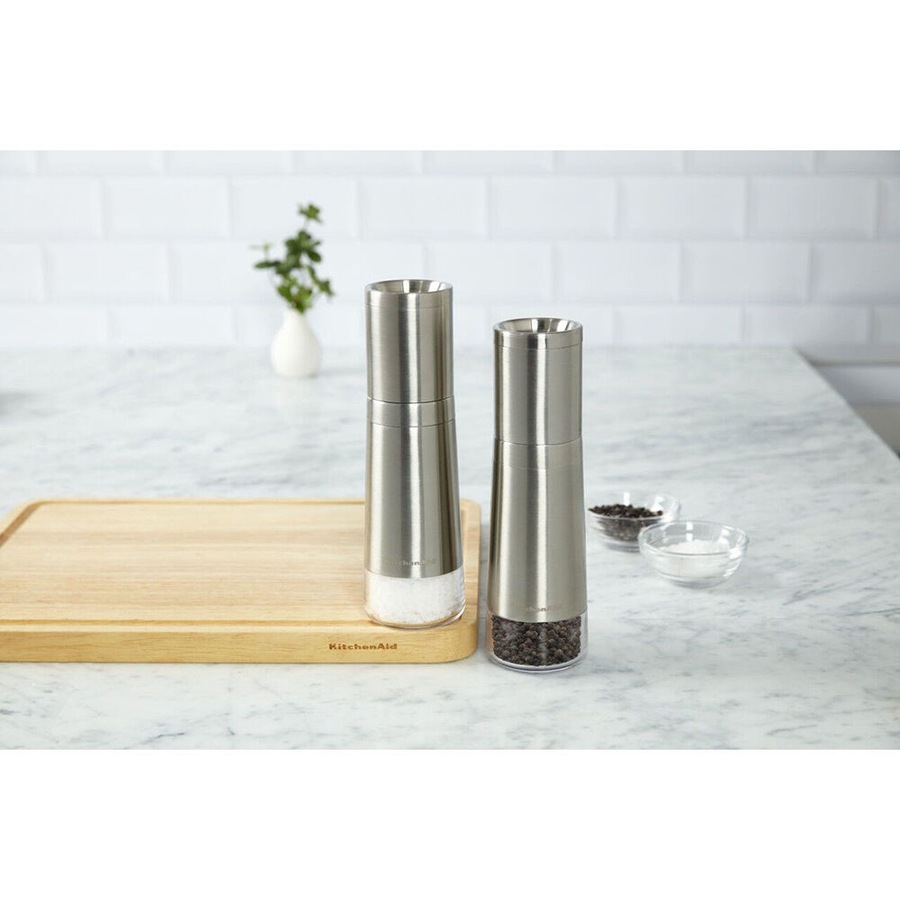 2pc KitchenAid Stainless Steel Salt & Pepper Mill Grinders Kitchen Tool Set