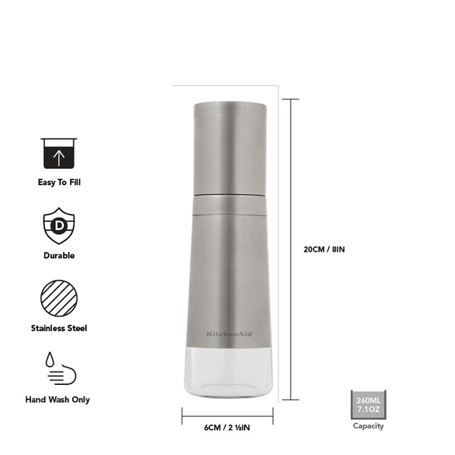 2pc KitchenAid Stainless Steel Salt & Pepper Mill Grinders Kitchen Tool Set