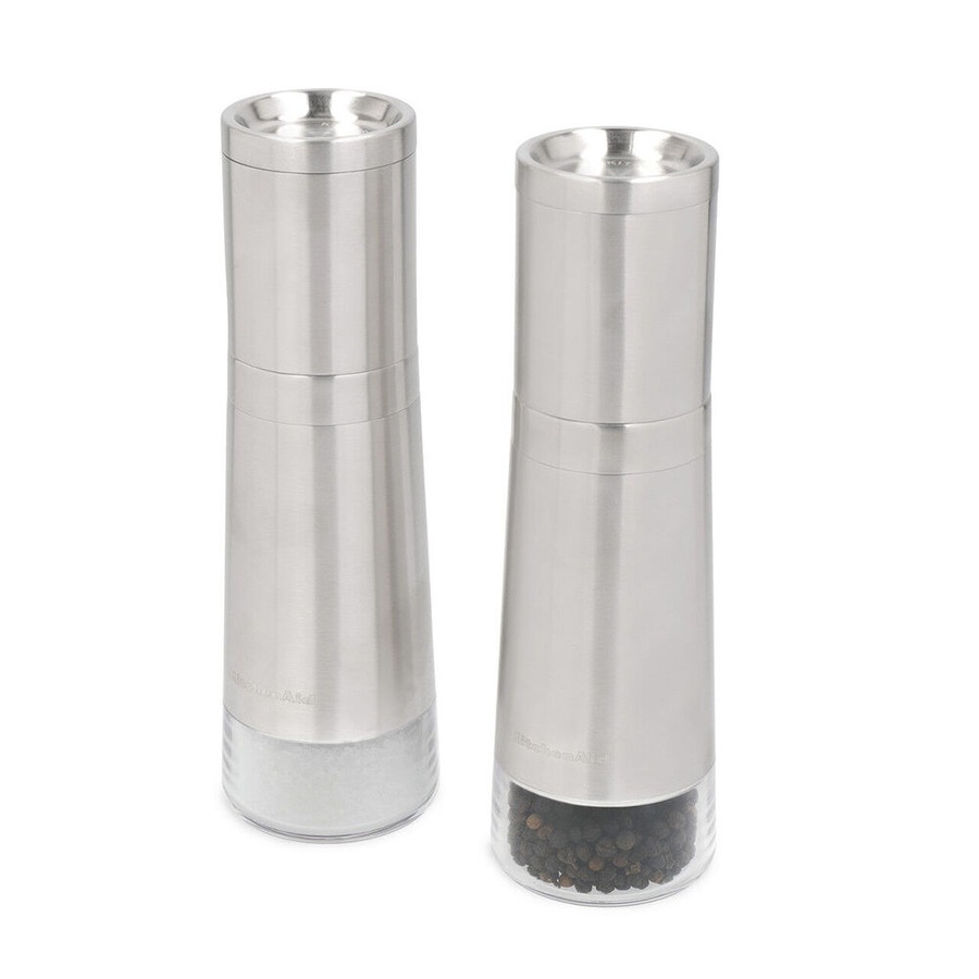 2pc KitchenAid Stainless Steel Salt & Pepper Mill Grinders Kitchen Tool Set