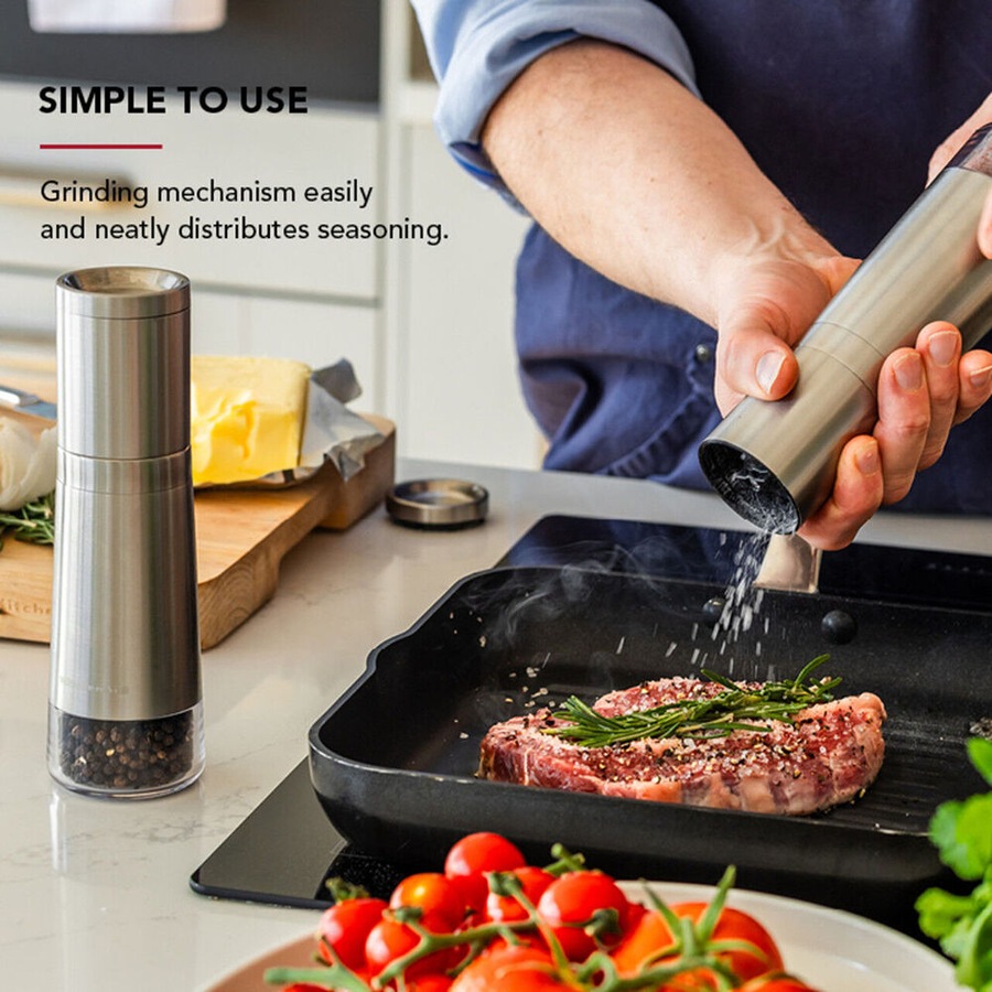 2pc KitchenAid Stainless Steel Salt & Pepper Mill Grinders Kitchen Tool Set