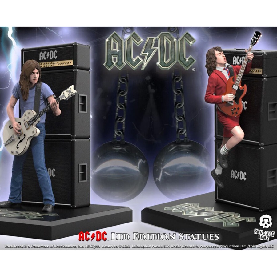2pc AC/DC Angus & Malcolm Young Rock Iconz 1:9 Statue Collectable