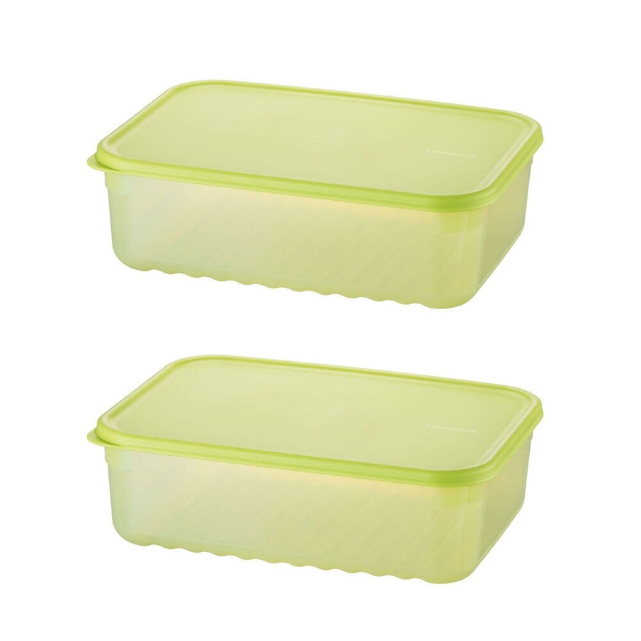 2pc LocknLock Fresh Block 3.2L Food Storage Container w/ Tray 29.2x20.6cm Green