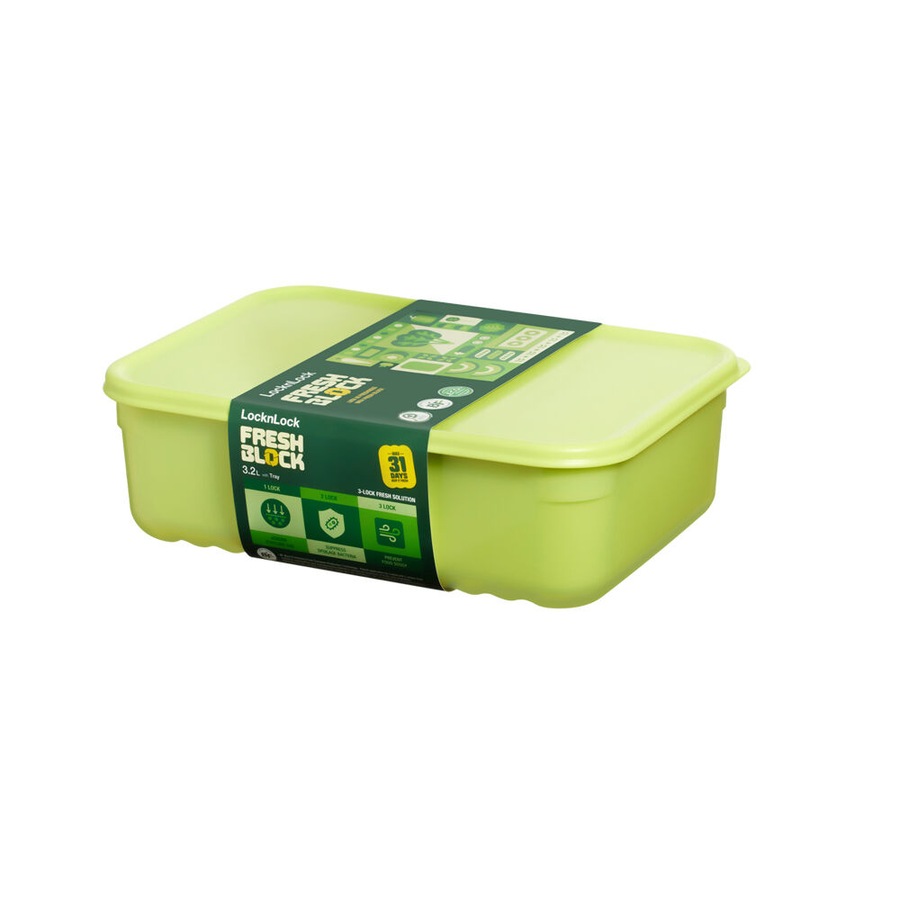 2pc LocknLock Fresh Block 3.2L Food Storage Container w/ Tray 29.2x20.6cm Green