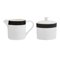 2pc Mikasa Luxe Deco China Sugar Pot and Creamer Tableware Set, 245ml, White