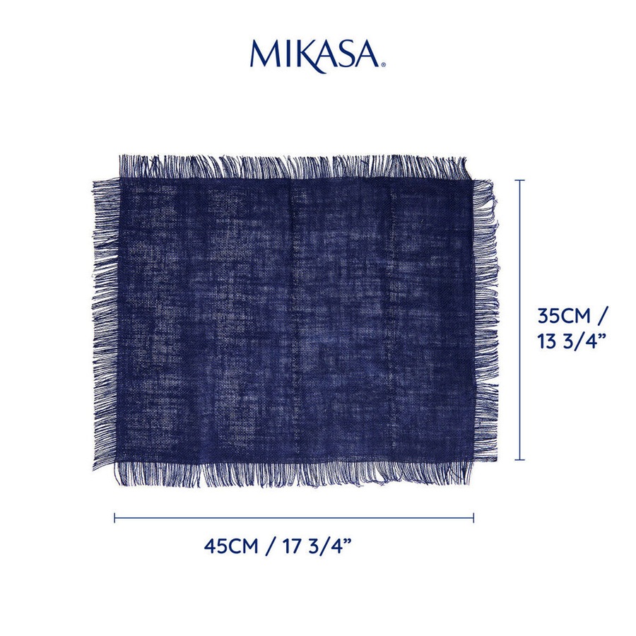 2pc Mikasa Rectangular 45 x 35cm Jute Kitchen Dining Table Placemats, Navy