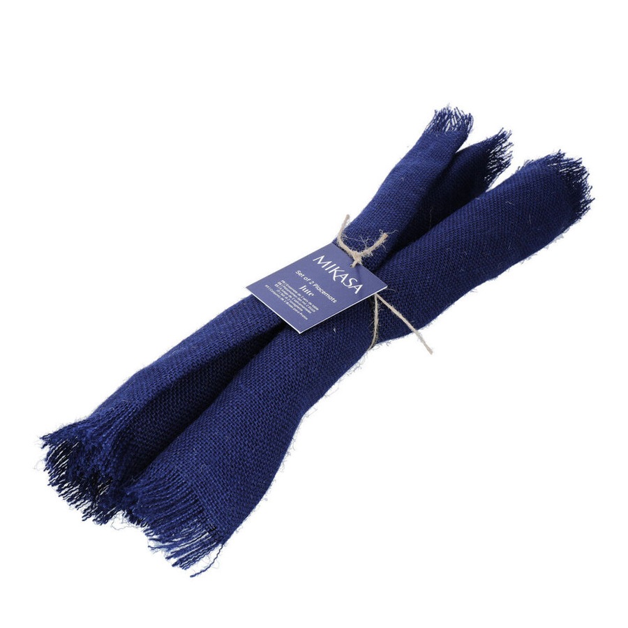 2pc Mikasa Rectangular 45 x 35cm Jute Kitchen Dining Table Placemats, Navy