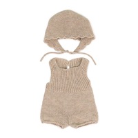 2pc Miniland Clothing Eco Knitted Rompers & Bonnet Costume For 38cm Doll 3y+