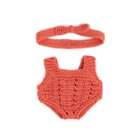 2pc Miniland Clothing Eco Knitted Rompers & Hairband Costume For 21cm Doll 3y+