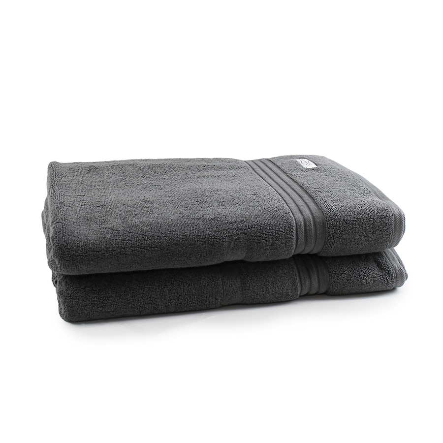 2pc Onkaparinga 90x167cm Cotton Flinders Premium Bath Sheets 600GSM Charcoal