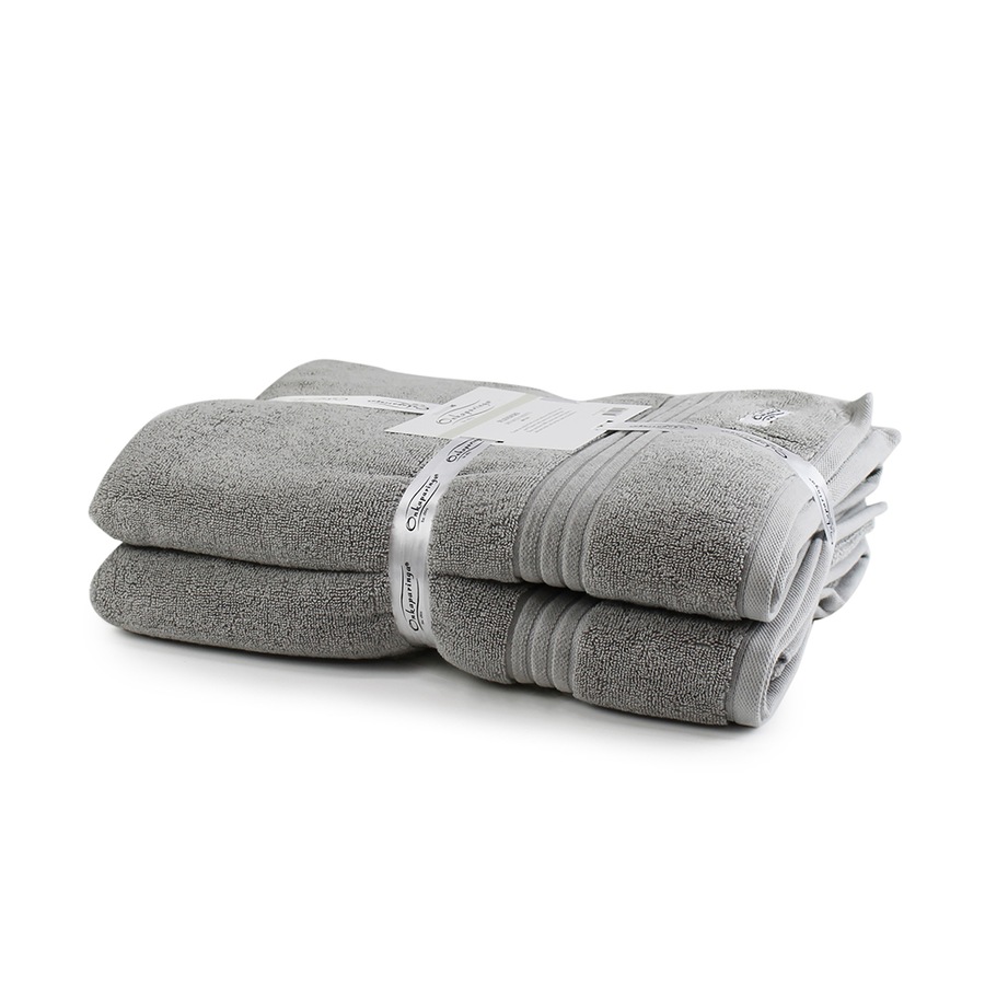 2pc Onkaparinga 90x167cm Cotton Flinders Premium Bath Sheets Set 600GSM Grey