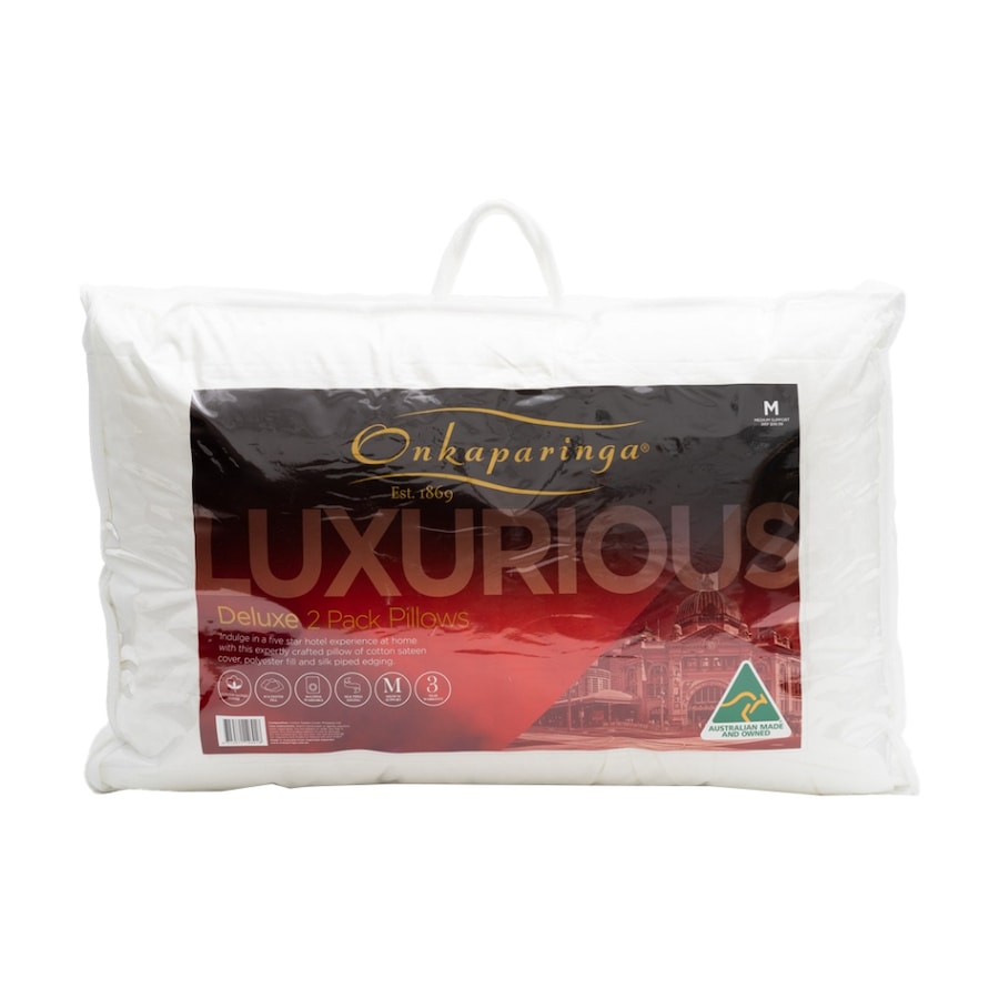 2pc Onkaparinga Deluxe Pillows With Cotton Sateen Cover Medium Support