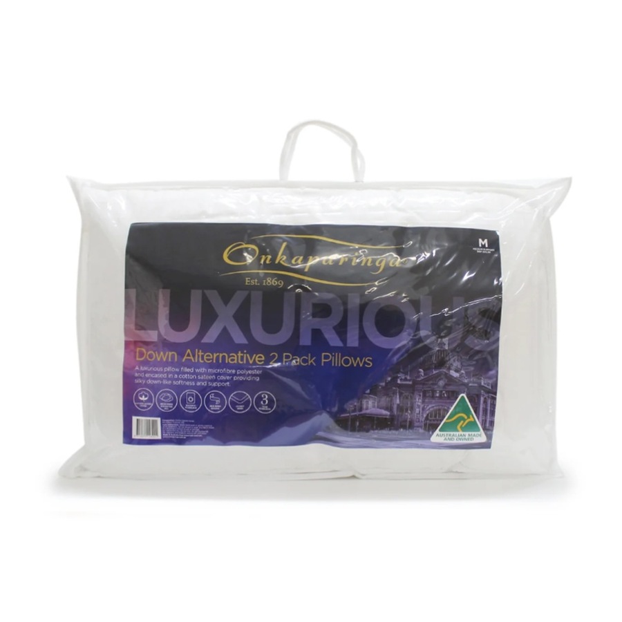 2pc Onkaparinga Down Alternative Pillows Microfibre Polyester Fill Ultra-Soft