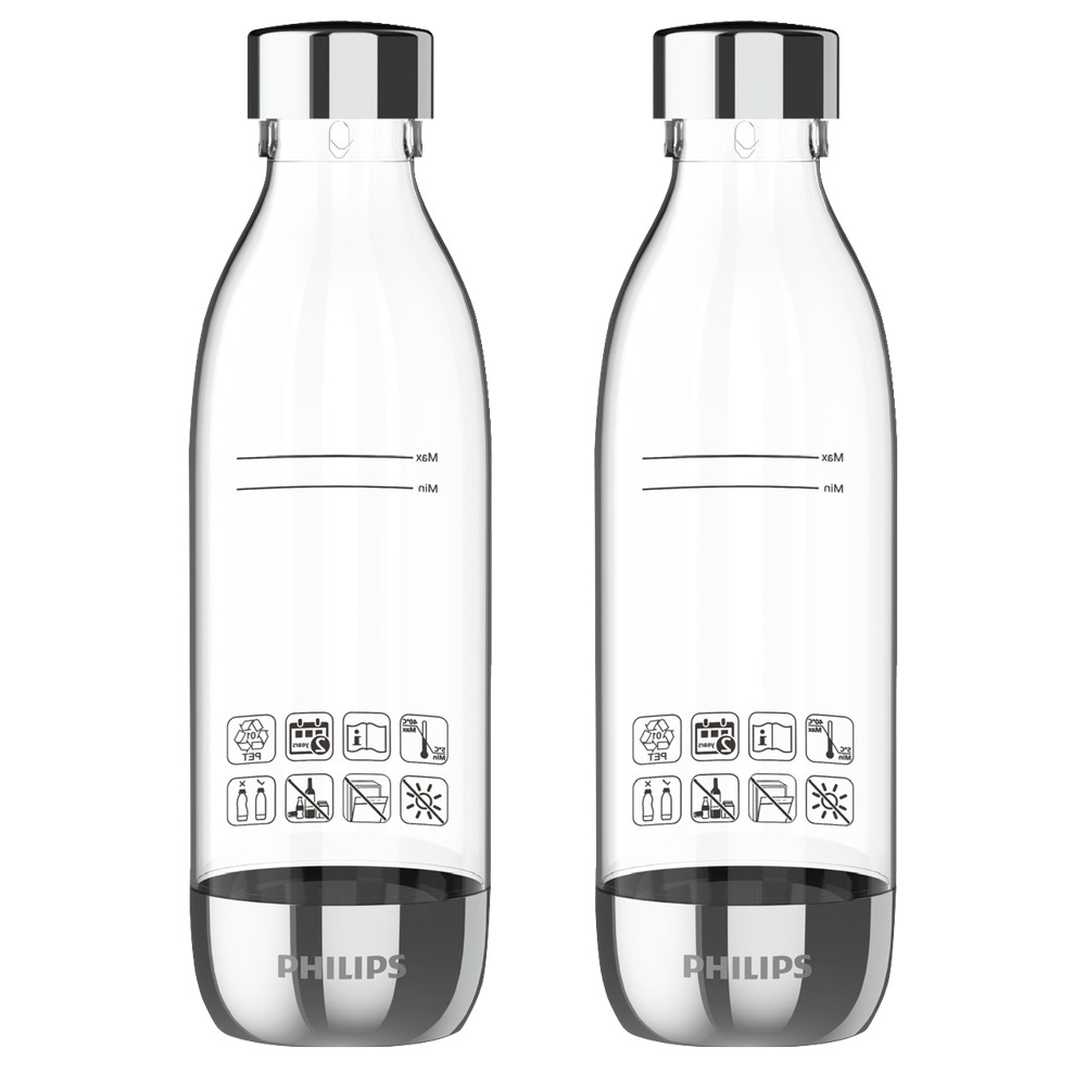 2pc Philips Carbonating 0.5L Twin Reusable Drinking Sparkling Water Bottles