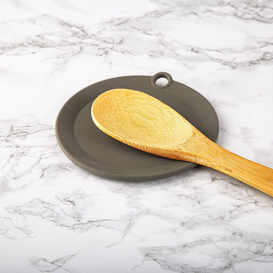 2pc Progressive 14cm Mini Multi Mat Silicone Coaster Set Round Charcoal Grey