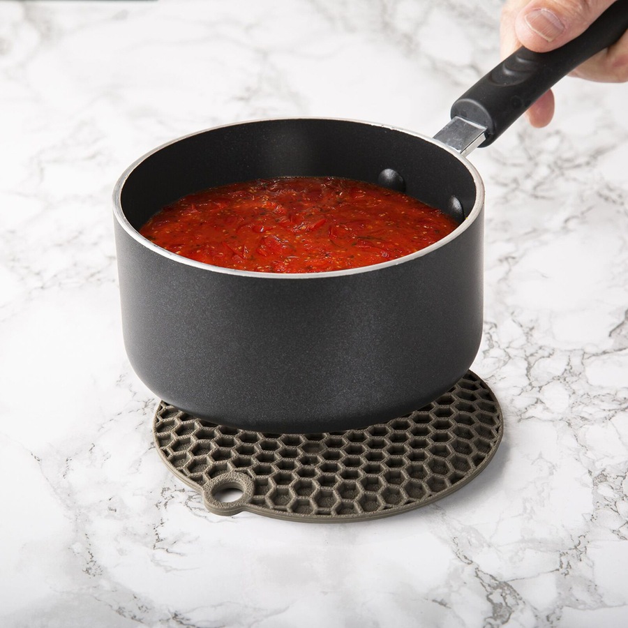 2pc Progressive 14cm Mini Multi Mat Silicone Coaster Set Round Charcoal Grey