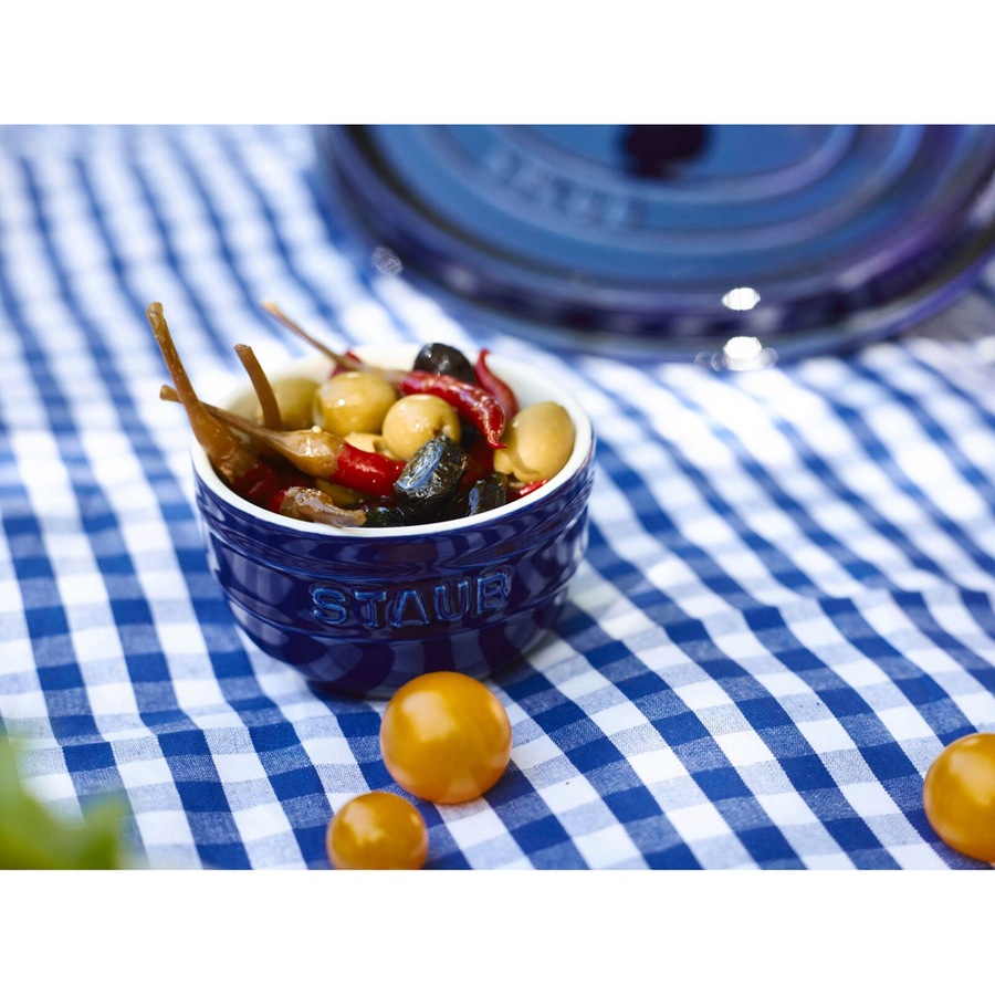 2pc Staub 8cm Ceramic Round Ramekin Bowl Oven Baking Cooking Dish Bakeware Blue