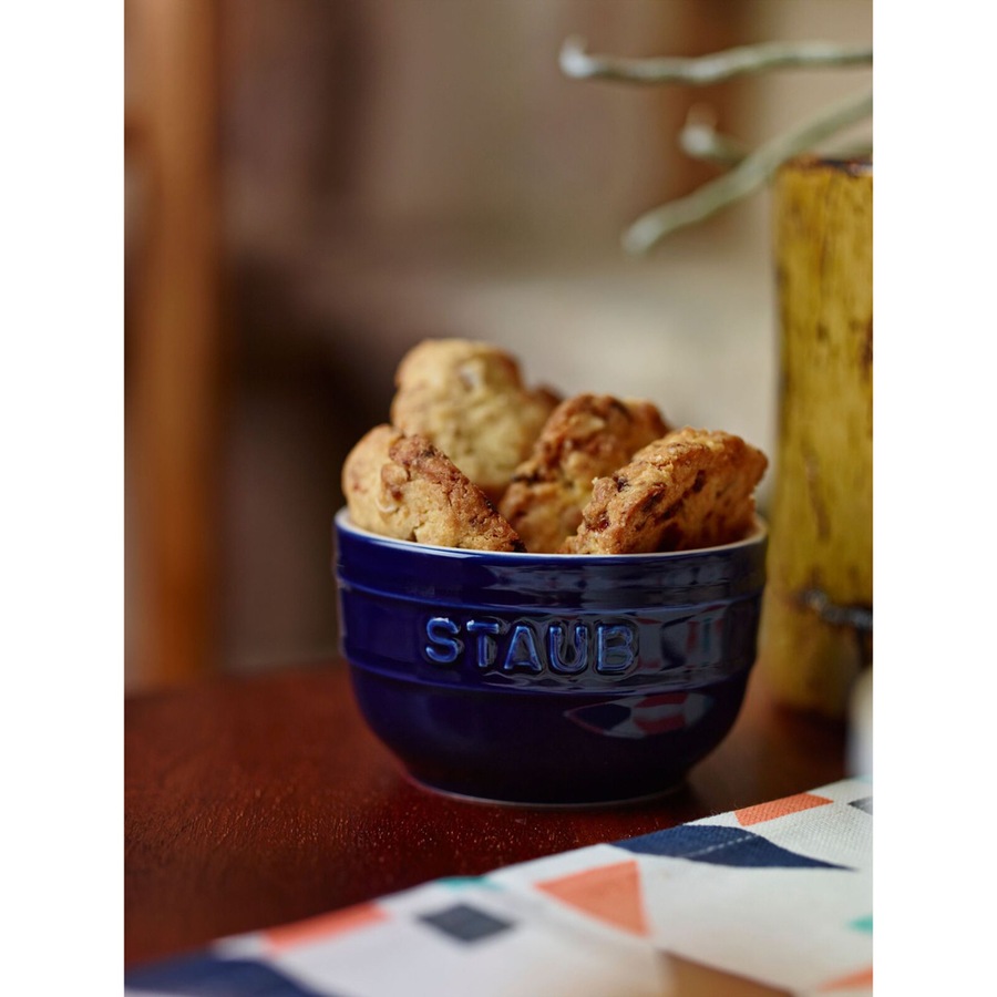 2pc Staub 8cm Ceramic Round Ramekin Bowl Oven Baking Cooking Dish Bakeware Blue