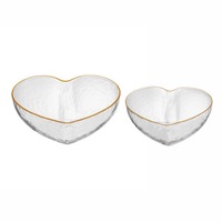 2pc Tempa Amour Tableware Clear Heart Shaped Bowl/Vase 12x10cm & 14x13cm Set