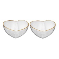 2pc Tempa Amour Tableware Clear Heart Shaped Bowl/Vase 9 x 8cm Set