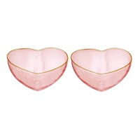 2pc Tempa Amour Tableware Pink Tinted Heart Shaped Bowl/Vase 9 x 8cm